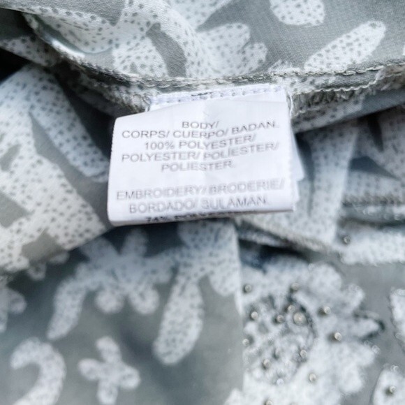 Lucky Brand Beaded Peasant Blouse Sage Green Size Large Tassel Tie Boho Y2K - Picture 8 of 10